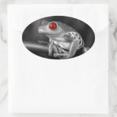 Roter Mit Augen Baumfrosch Ovaler Aufkleber (Tasche)