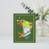 Roter Mit Augen Baumfrosch Postkarte (Stehend Vorderseite)
