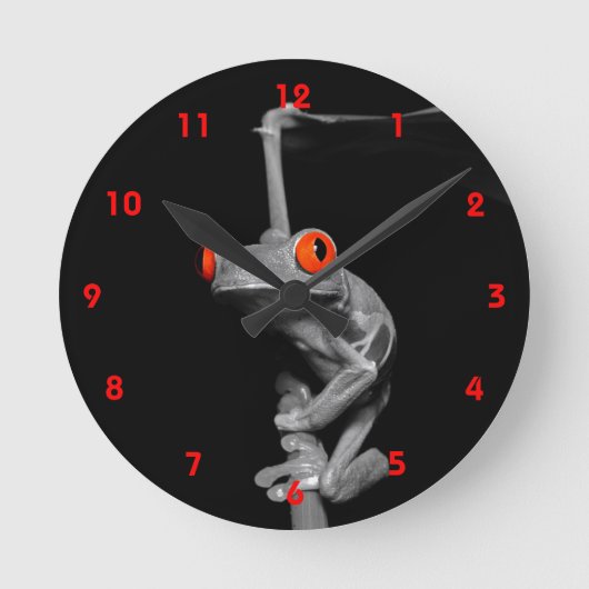 Roter Mit Augen Baumfrosch Runde Wanduhr (Vorderseite)