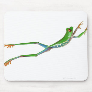 Roter mit Augen Baumfrosch springt Mousepad