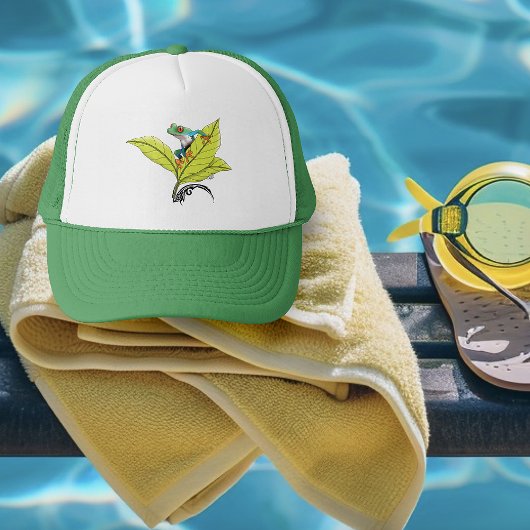 Roter Mit Augen Baumfrosch Truckerkappe