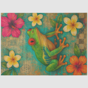 Roter Mit Augen Baumfrosch - Vintages tropisches D Seidenpapier