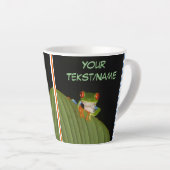 Roter Mit Augen Gaudy Froschkruste. Text Latte Tas Milchtasse (Rechte Ecke)