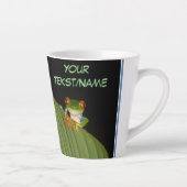 Roter Mit Augen Gaudy Froschkruste. Text Latte Tas Milchtasse (Rechts)