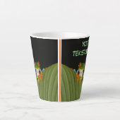 Roter Mit Augen Gaudy Froschkruste. Text Latte Tas Milchtasse (Vorderseite)