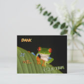 Roter Mit Augen Gaudy Night Frog Cust. Vielen Dank Postkarte (Stehend Vorderseite)