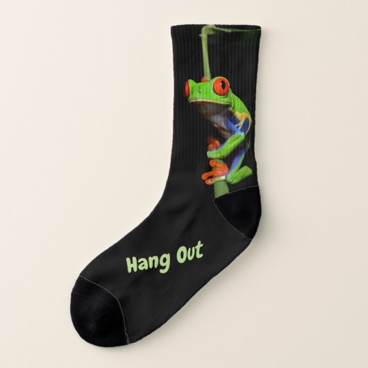 Roter mit Augen gemalter Baum-Frosch Socken (Links - Außen)
