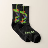 Roter mit Augen gemalter Baum-Frosch Socken (Paar)