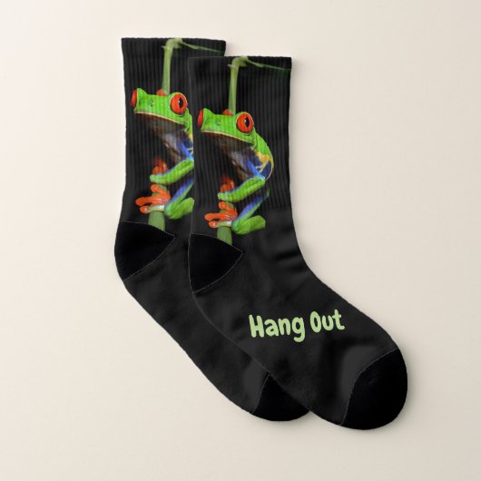 Roter mit Augen gemalter Baum-Frosch Socken (Paar)