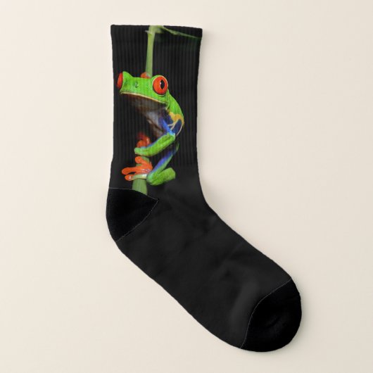 Roter mit Augen gemalter Baum-Frosch Socken (Links - Innen)
