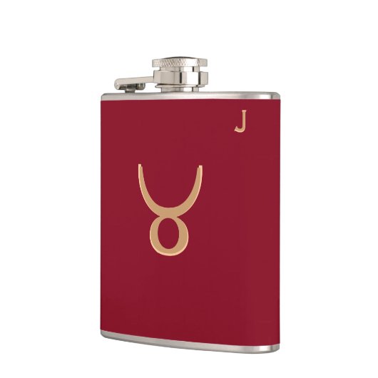 Roter Mit Monogramm Kolben - Zodiac - Taurus Flachmann (Links)