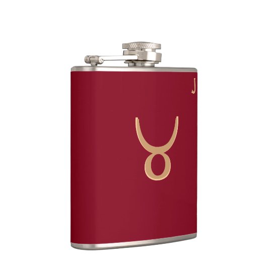 Roter Mit Monogramm Kolben - Zodiac - Taurus Flachmann (Rechts)