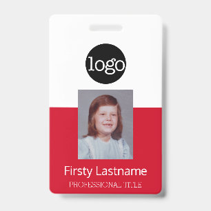 Roter Mitarbeiter - Foto, Barcode, Logo, Namens-ID Ausweis