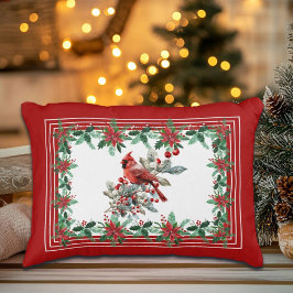 Roter Mockingbird Poinsettia Grenzen Elegant Dekokissen