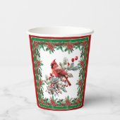 Roter Mockingbird Poinsettia Grenzen Elegant Pappbecher (Rückseite)