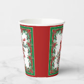 Roter Mockingbird Poinsettia Grenzen Elegant Pappbecher (Links)