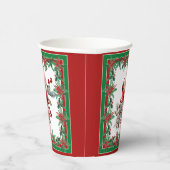 Roter Mockingbird Poinsettia Grenzen Elegant Pappbecher (Rechts)