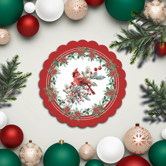 Roter Mockingbird Poinsettia Grenzen Elegant Untersetzer