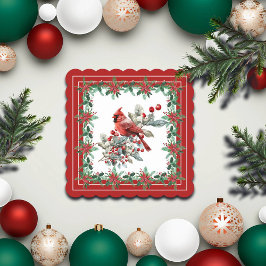 Roter Mockingbird Poinsettia Grenzen Elegant Untersetzer