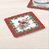 Roter Mockingbird Poinsettia Grenzen Elegant Untersetzer (angewinkelt)