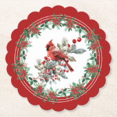 Roter Mockingbird Poinsettia Grenzen Elegant Untersetzer (Vorderseite)