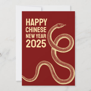 Roter moderner chinesischer Neujahrstag der Schlan Feiertagskarte