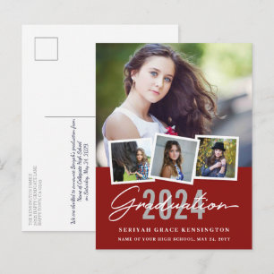 Roter moderner stilvoller Abschluss in jedem Jahr  Postkarte