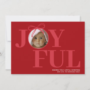 Roter moderner typografischer Baby-Foto-Weihnachte Feiertagskarte