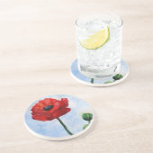 Roter Mohn Aquarell Drink Untersetzer (Seite)