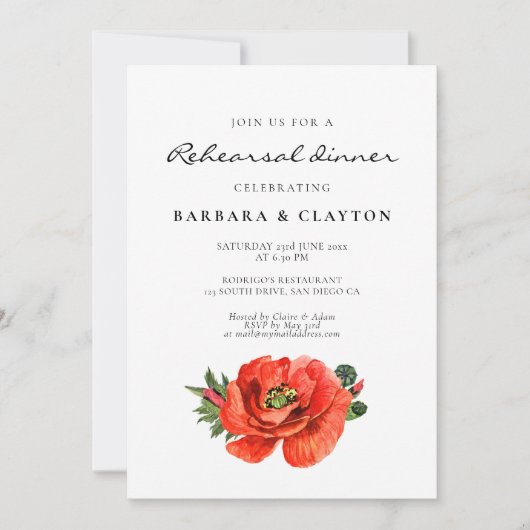 Roter Mohn, Aquarell Probe Einladung (Vorderseite)