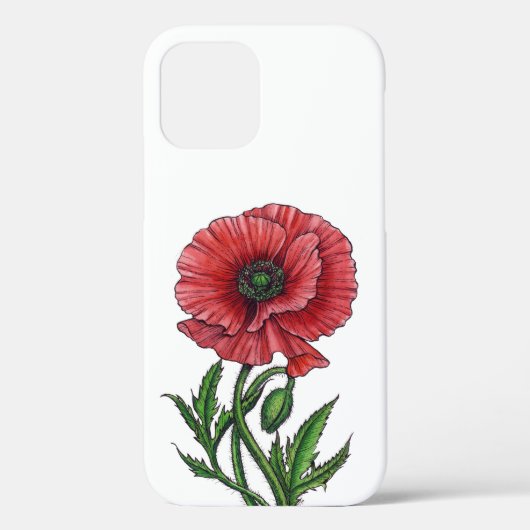Roter Mohn, Aquarell und Tinte Case-Mate iPhone Hülle (Rückseite)