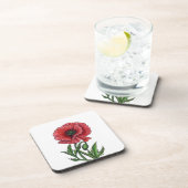 Roter Mohn, Aquarell und Tinte Getränkeuntersetzer (Rechte Seite)