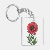 Roter Mohn, Aquarell und Tinte Schlüsselanhänger (Vorderseite links)