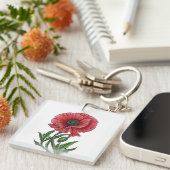 Roter Mohn, Aquarell und Tinte Schlüsselanhänger (Vorderseite rechts)