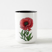 Roter Mohn, Aquarell und Tinte Tasse (Zentrum)