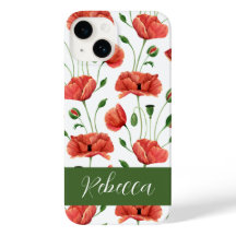 Roter Mohn-Aquarell-Wildblumen-Name