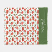 Roter Mohn Aquarell Wildblumen Name Fleecedecke (Vorderseite (Horizontal))