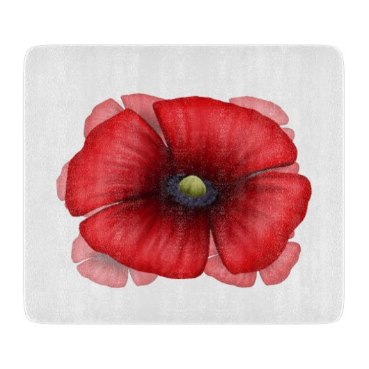 Roter Mohn Art Decorative Glas Schneidebrett (Vorderseite)