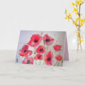 Roter Mohn Art Wasserfarben Karte (Gelbe Blume)