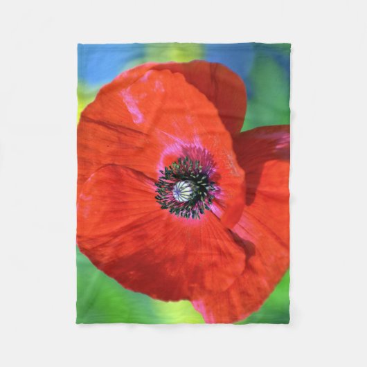 Roter Mohn auf dem Sonnenschein Fleecedecke (Vorderseite)