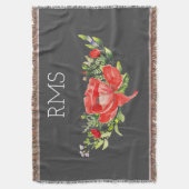 Roter Mohn auf grauem, individualisierbarem Monogr Decke (Vorderseite Vertikal)