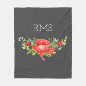 Roter Mohn auf grauem, individualisierbarem Monogr Fleecedecke (Vorderseite)