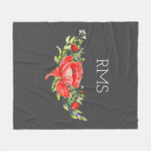 Roter Mohn auf grauem, individualisierbarem Monogr Fleecedecke (Vorderseite (Horizontal))