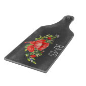 Roter Mohn auf grauem, individualisierbarem Monogr Schneidebrett (Ecke)