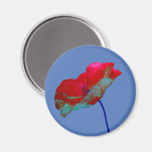 Roter Mohn auf lila Magnet (Vorderseite/Rückseite)