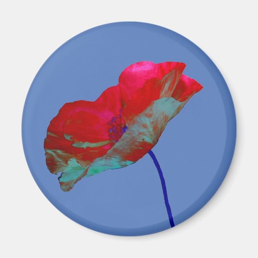 Roter Mohn auf lila Magnet (Vorne)
