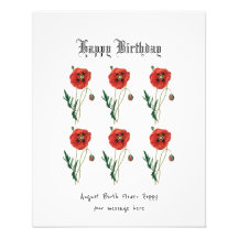 Roter Mohn August Birth Blume Geburtstagkarte