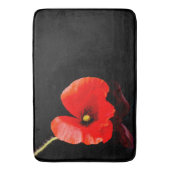 Roter Mohn aus Single auf schwarz Badematte (Vorderseite Vertikal)