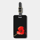 Roter Mohn aus Single auf schwarz Gepäckanhänger (Vorderseite vertikal)