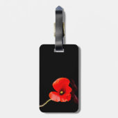 Roter Mohn aus Single auf schwarz Gepäckanhänger (Rückseite vertikal)